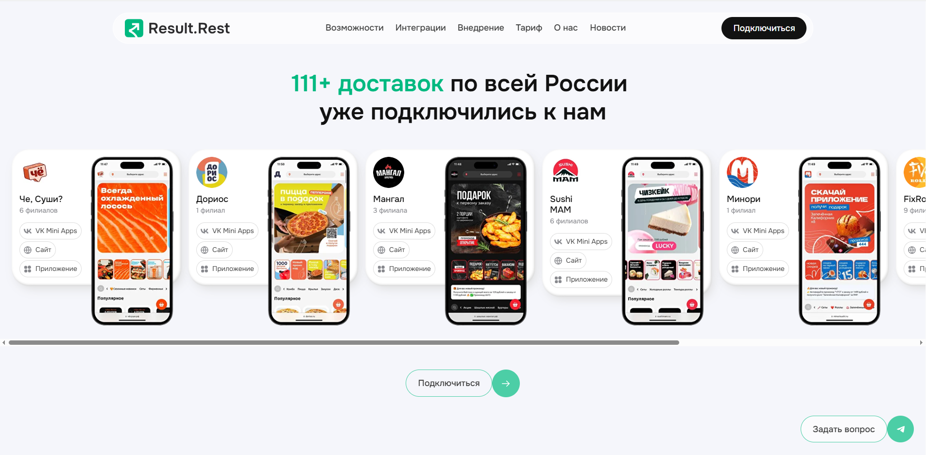Платформа для доставок еды